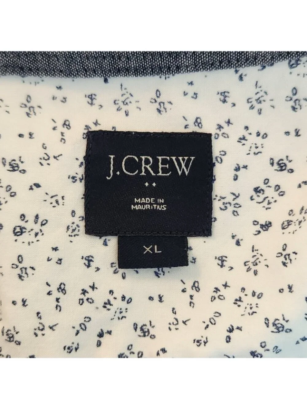 J. Crew White and Navy Print Button Down Shirt Size XL
